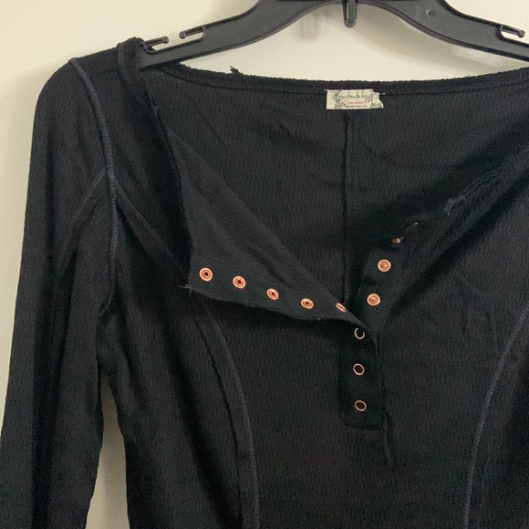 FREE PEOPLE Sloane Henley Bodysuit Black RETAIL $58 NWT - Picture 6 of 8